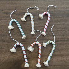 Empressco Beyaz Makrome Şeker 6'lı Yılbaşı Süsü, Çam Ağacı Dekoru, El Yapımı, Şık ve Renkli