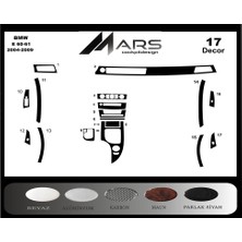 Mars Cockpit Design Bmw E60 E61 2004-2009 17 Parça Konsol-Konsol-Torpido Kaplama Piano Black