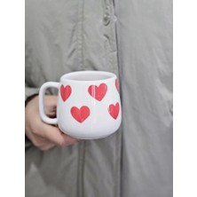 Megg 1 Adet  El Boyaması  Tombul Boy 240ML  Kalpli Kupa