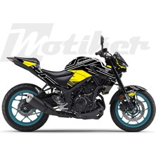 Motiker Yamaha Mt-25 K'night Model Parçalı Motosiklet Kaplama Sticker Etiket Modeli Sarı Gri Beyaz
