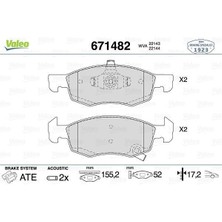 Valeo 671482 - Ön Fren Balatası Corsa E 2014 14 Jant Arka Kampanalı Frenler Için