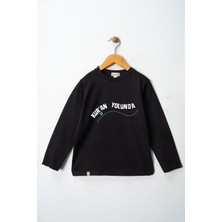 Dekim Moda Kız Çocuk Uzun Kollu Bisiklet Yaka "kuran Yolunda" Baskılı Tişört Mevsimlik Pamuklu