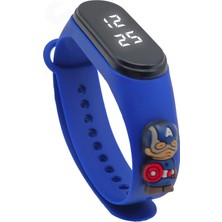 Mobil Go Figürlü Dijital LED Çocuk Saati Dokunmatik Ekranlı Su Geçirmez Captainamerica