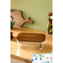 Empressco Ahşap Kapaklı Cam Saklama Kabı 400 Ml, Şık ve Kullanışlı Ev Düzenleme Ürünü