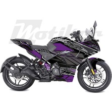 Motiker Bajaj RS200 K'night Model Arçalı Motosiklet Kaplama Sticker Etiket Modeli Mor Gri Beyaz