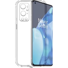 Case World Caseworld One Plus 9 Pro ile Uyumlu Kapak Kamera Korumalı Şarj Yeri Tıpalı Şeffaf Silikon Kılıf