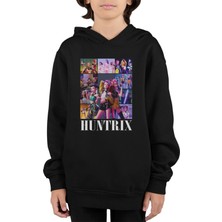 Fuddy Moda Resimli Huntrix Baskılı Çocuk Kapüşonlu Sweatshirt, Unisex Kpop Demon Hunters Temalı Hoodie