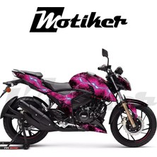 Motiker Apache Rtr 200 Kaplama Sticker Etiket Modeli Lightning Desen Pembe