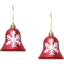 Empressco Renkli Çan Figürlü Ağaç Süsü, Kar Tanesi Desenli, 7 Cm, 2'li Set
