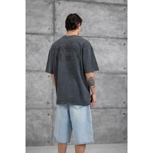 Nomarc Füme Brand Yazılı Yıkamalı Oversize Tshirt