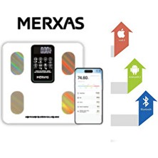 Merxas C66 Şarjlı Ekranlı Vücut Yağ Ölçekli Banyo Baskülü Akıllı Bluetooth Şarjlı Tartı Mobil Uygulamalı