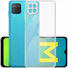 Case World Caseworld Samsung Galaxy M12 ile Uyumlu Kapak Kamera Korumalı Şarj Yeri Tıpalı Şeffaf Silikon Kılıf