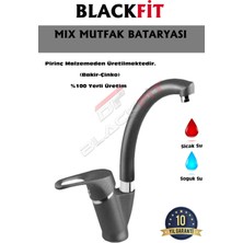 Blackfit Mat Siyah Mix Eviye Bataryası Çift Çıkışlı Aç Kapa Mutfak Bataryası