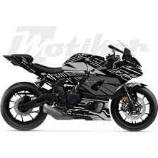 Motiker Yamaha Yzf-R7 K'night Model Parçalı Motosiklet Kaplama Sticker Etiket Modeli Koyu Gri Gri Beyaz