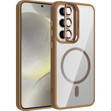 Zivo Galaxy S24 Kılıf Standlı ve Kamera Lens Hediyeli M-Safe Şarj Özellikli Zıvo Etro Kapak - Desert Tita