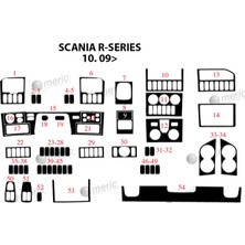 Mars Cockpit Design Scania R Konsol-Torpido Kaplama 2009 54 Parça Piano Black