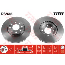 TRW On Fren Dıskı Fıat Doblo 01 Albea Ym Punto 01 Brava-Bravo 06 1.3mtj 257.4X20X 4 Delik Havalı