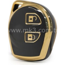 AutoHan Keys Lüx Suzuki Alto Swift Baleno Sx4 Grand Vitara Jimny 2 Buton Nano Anahtar Kılıfı Siyah Gold Renk