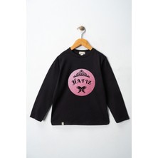 Dekim Moda Kız Çocuk Uzun Kollu Bisiklet Yaka "hafız" Baskılı Tişört Mevsimlik Pamuklu