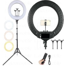 LED Rl-21 Inç 220V Girişli 3 Adet Telefon Tutacaklı+Uzaktan Kumanda+Çantalı Selfie Işığı