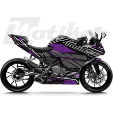 Motiker Cfmoto 250SR K'night Model Parçalı Motosiklet Kaplama Sticker Etiket Modeli Mor Gri Beyaz
