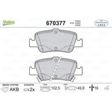Valeo 670377 - Arka Fren Balata Toyota Aurıs. Corolla 1.33L 1.6l 1nr-Fe 1zr-Fae NRE180 ZRE181 ZRE185 12- 1.4l 1nd-Ftv D-4d NDE150 NDE180 07-