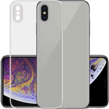 Caseworld Apple iPhone Xs Max ile Uyumlu Kapak Kamera Korumalı Şarj Yeri Tıpalı Şeffaf Silikon Kılıf