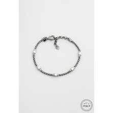 So CHIC Kronos Italyan Rutenyum Kaplama 22 cm Gümüş Erkek Bileklik