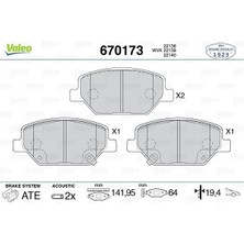 Valeo 670173 Ön Fren Balatası Opel Insıgnıa B 18> 17 Inç Jant 1680880180-84120877-42794673