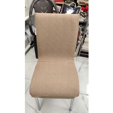 Mandaş Tekstil Mandaş 6lı Set Jakarlı Lastikli Eteksiz Sandalye Kılıfı-Yaprak Desen Kahve