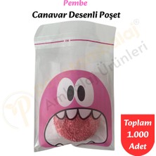 Carpcorn 1.000 Adet Pembe Canavar Desenli Cake Pop & Kurabiye POŞETI-10X15 cm