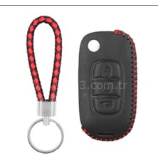 AutoHan Keys Lüx Renault Megane 4 Joy - Clio 5 Captur ve Koleos 3 Buton Sustalı Deri Anahtar Koruma Kılıfı