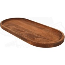 Kozawoodart Ahşap Servis Sunum Tahtası Oval Büyük Boy Modern Desenli Kahverengi