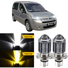 Caralp Citroen Berlingo Mk2 2009-2018 Uyumlu Mercekli Far Ampulü LED Xenon Çift Renk Sarı-Beyaz Far Şimşek Etkili Csp LED Lamba Uzun Kısa 2 Adet Takım