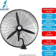 VANTİ-KCF292KD-SANAYİ Tipi Kumandali Duvar Vantilatör 75CM 180W Ferrg