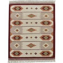 Kilim Antik El Dokuma Geometrik Yün Kilim 0464 - Yeni - Çok Renkli