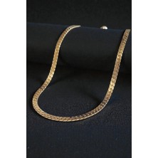 Gümüş Kaplama 316 L Paslanmaz Çelik Ezme Gurmet Sık Örme Italyan Model Zincir Kolye 5 mm Gold