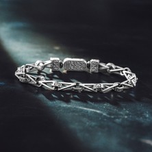 Takılingo 925 Ayar Gümüş Modern Geometrik Zincir Model Erkek Bileklik