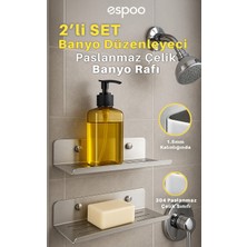 Empressco Paslanmaz Çelik Duş Rafı Seti, Yapışkanlı ve Vidalı, Banyo Düzenleyici, Şampuanlık Sabunluk