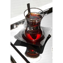 abnturk Karanfil Sade 18/10 Paslanmaz Çelik 12 Adet Çay Tabağı 9 x 9 cm