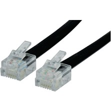 Mykablo 6'lı Yassı RJ12 Telefon Santral Kablosu Siyah - 10 Metre