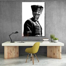Artarilion Cam Tablo Atatürk Görseli Siyah Beyaz Dikey Duvar Tablosu Ev Ofis Dekoru