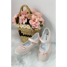 Mojo Bebek Mojo Kız Çocuk Delikli Cırtlı Babet Ayakkabı 2450 Pudra