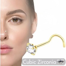 Bylin Zirkon Taşlı Gold Spiral Cerrahi Çelik Hızma-Taş Çapı 3mm/Kalınlığı 0,8mm - 1 Adet