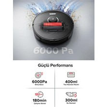 Roborock 6000PA Robot Süpürge, Halı Tanıma Mop Kaldırma, 300M2 - Sonic Titreşim, Lidar Navigasyon