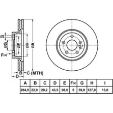 Mga 50120 Fren Diski Ön Doblo 10- Practıco 10- / 147 00- 156 97- 164 Spıder 95- / Combo 12- Havalı 284MM
