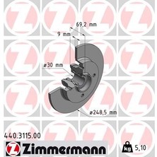 Zimmermann Arka Fren Aynası Poryalı CROSSLAND-C3-C3AIRCROSS-C4-307-208-207-2008 13 249X9X4DL Dolu