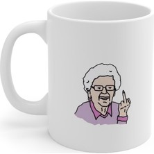 Empressco Neşeli Nine Baskılı Beyaz Porselen Kupa Bardak, Günün Enerjisini Yansıtır