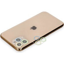 TE Dükkan Buğz Iphone 11 Pro Max Renkli Kamera Lens Koruma Cam - Yeşil-Sarı