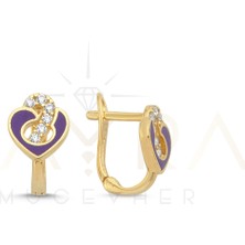 Kayra Mücevher Kalp Altın Çocuk Küpesi ÇK25